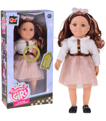 Stiilne nukk 48 cm pikkade pruunide juustega – armas stiil ZA5842