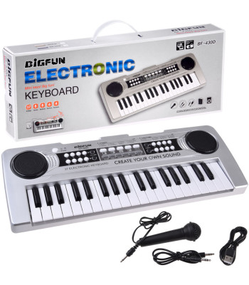 Mini klaviatuur 37-klahviga ja mikrofoniga hõbedane