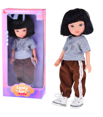 Lovely Girl Nukuke lühikeste mustade juustega spordiriietuses 33cm