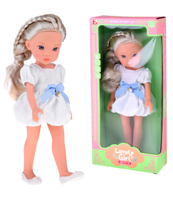 Lovely Girl Nukuke blondi patsiga valges kleidis 33cm ZA5850