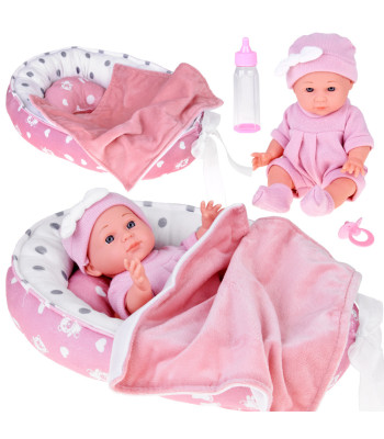 Nukk Beebi Voodiga Roosas Imikuriietuses