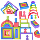 Puidust Montessori pusle - erineva kujuga elemendid