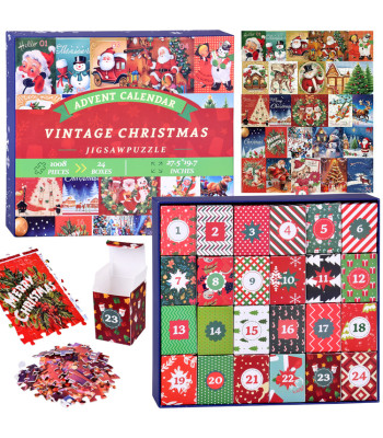 Advendikalender PUZZLE - 24 jõulupuslet VINTAGE stiilis ZA5885