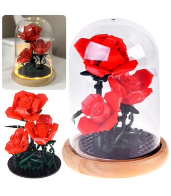 LED-valgustusega roos klaasi all