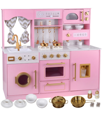 Suur interaktiivne puidust köök glamuur kuldsete lisadega ekspress ZA5933