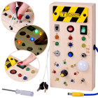 Puidust Montessori Manipulatsioonitahvel - LED-tulukesed ZA5944