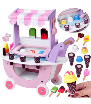 Pastelne magus jäätisekäru puidust ja 8 erineva jäätisega