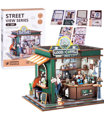 Puidust 3D Pusle Kohvik 120 detaili