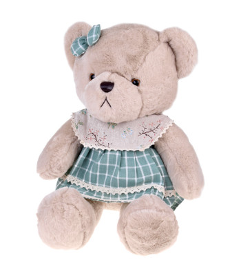 Pehme mängukaru - beež Zosia 58cm rohelises vintage kleidis