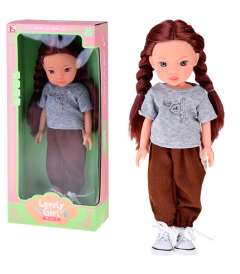 Lovely Girl Nukud Pikkade Kastanpruunide Juustega Sportlikus Rõivastuses