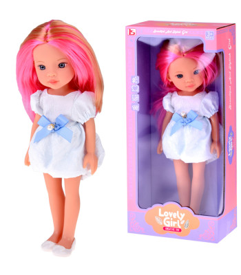 Lovely Girl Nukk Roosa Triibuga Valges Kleidis 33cm