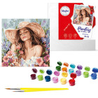 Maali komplektina - Tüdruk mütsis lillede keskel