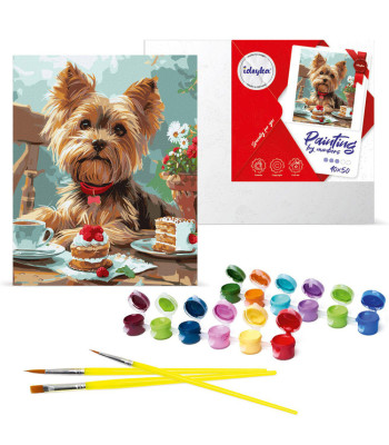 Maali numbrite järgi 40x50 cm KHO6629 Teeõhtu yorkshire terjeriga AP0114