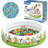 Bestway Kuiv bassein pallidega LILLELINE 102x25cm + 50 palli ja mänguasju 52466