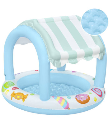 Bestway bassein varikatusega ja täispuhutav põhjaga sinine-valge 104cm 52638