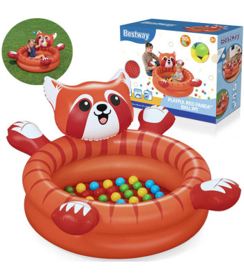 Bestway Kuiv bassein pallidega Punane PANDA 107x94cm + 50 palli