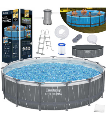 Bestway raamiga bassein LED valgustusega 457x107cm 7in1 561GD