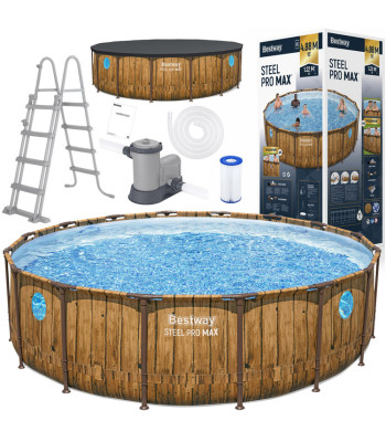 Bestway raamiga bassein puidu imitatsiooniga 488x122 11in1 56725