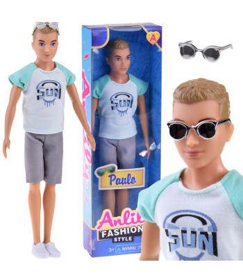 Anlily Nukk poiss lühikestes pükstes ja särgis + prillid ZA4304