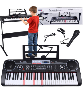 Keyboard 61 klahviga valgustatud alus mikrofon hariduslikud orelimängud IN0187