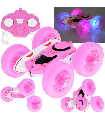 kahepoolne puldiauto stunt car 360° valgustavate ratastega rc0675