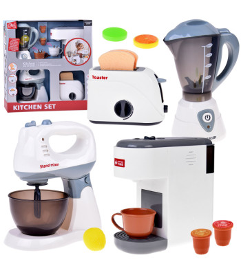 suur mänguköögiseadmete komplekt mikseri röstri blenderi ja kohvimasinaga za5577