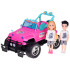 kaugjuhitav roosa maastikuauto nukkudele kahe figuuriga
