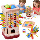 puidust hariv osavusmäng värviliste pulkade ja kuulidega za6158