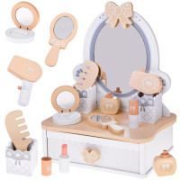puidust tualettlaud tüdrukule peegli, sahtli ja tarvikutega za5614