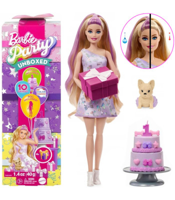 mattel barbie party unboxed sünnipäeva nukk chihuahua koeraga za6065