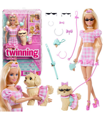 Mattel Barbie Twinning Looks nukk koerakesega jalutuskäigul, ZA6701