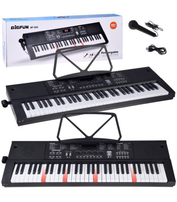 Elektrooniline keyboard puidulaadse puutega, mikrofon IN0184, 61 klahvi
