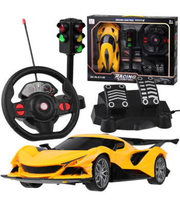 Kaugjuhitav sportauto rooli, pedaalide ja valgusfooriga RC0589 ZO, 28 cm