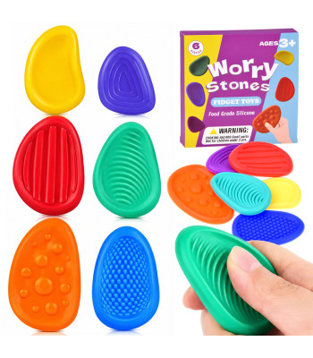 Silikoonist sensoorsed kivid Fidget Toys, 6 tk, erinevad tekstuurid ZA6423