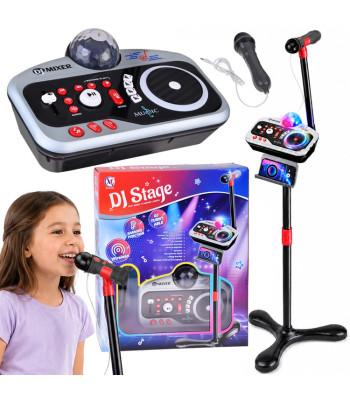 Laste DJ-mikserkonsool mikrofoni, karaokefunktsiooni, Bluetoothi ja diskokuuliga, IN0196