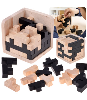Puidust loogikakuubik Tetris – ruumiline pusle ZA6610