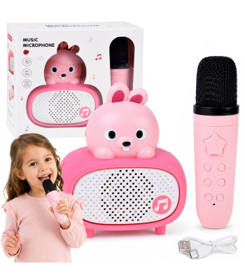 Interaktiivne karaoke mikrofon Bluetooth-kõlari, jänese, muusika ja häälemuutusega IN0193