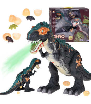 Suur kõndiv ja möirgav dinosauruserobot, mis muneb mune, valgusefektidega ZA5716