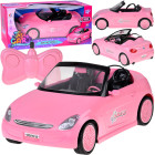 Roosa kabriolett RC-auto nukkudele tuledega, RC0713