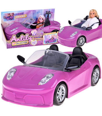 Lilla sportauto klassikalistele nukkudele, kabriolett kahele nukule ZA5697