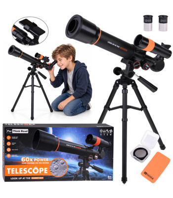 Laste astronoomiline teleskoop metallstatiiviga – 2 okulaari, LUNETA ZA6300, 18x, 60x