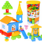 Suured plastist ehitusklotsid figuuridega hoiukarbis, 94 elementi, ZA6429