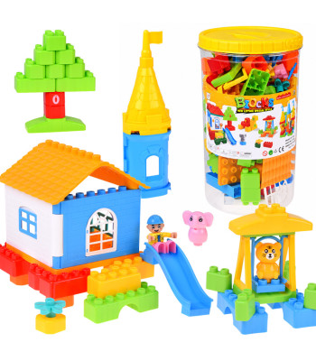 Suured plastist ehitusklotsid figuuridega hoiukarbis, 94 elementi, ZA6429