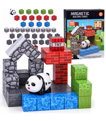 Magnetklotsid PANDA – ehituskuubikud ja pikslid, 41 osa, ZA6604
