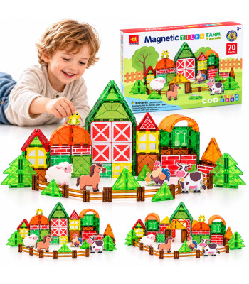 Magnetklotside talukomplekt 5 loomakujukese, aida, aedade ja puudega, 70 osa, ZA6385