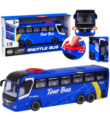 Interaktiivne turismibuss avatavate uste ning valgus- ja heliefektidega, 1:16, ZA6388