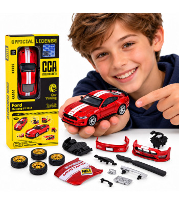 Litsentsitud metallist tuuningauto, punane, Ford Mustang GT 2018, 1:42, ZA6458