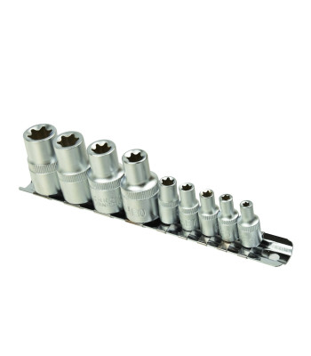Torx-padrunite komplekt, 9 osa, E4–E16, 1/4 ja 1/2″, GEKO