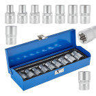 TORX-padrunite komplekt metallkarbis, 9 osa, GEKO, E10–E24, 1/2