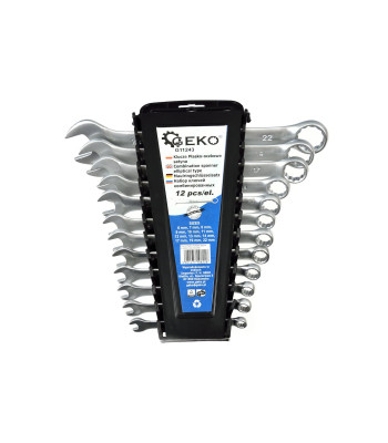 Satiinviimistlusega leht-silmusvõtmete komplekt, 12 osa, CRV/CLIP (20), 6–22 mm